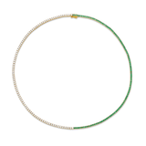 Art of Asymmetry Diamond and Emerald Tennis Necklace