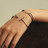 White Gold Stirrups Bracelet - Cord