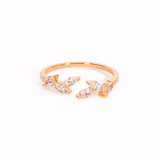 Diamond Leaves: Open Ring