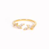 Diamond Leaves: Open Ring