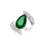 Split Emerald and Diamond Ring