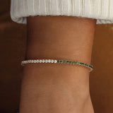 Art of Asymmetry Diamond and Emerald Tennis Bracelet