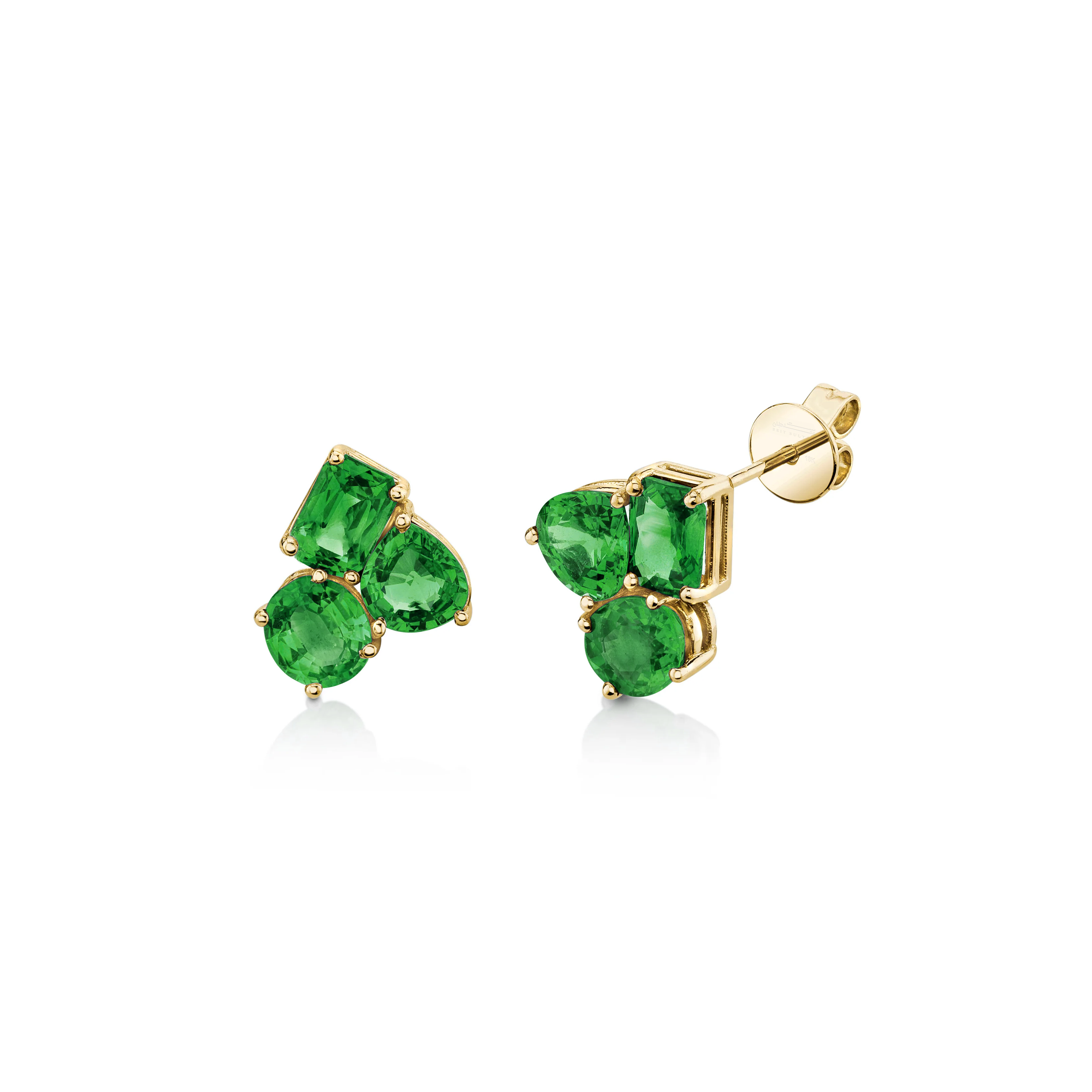 Triple Tsavorite Studs